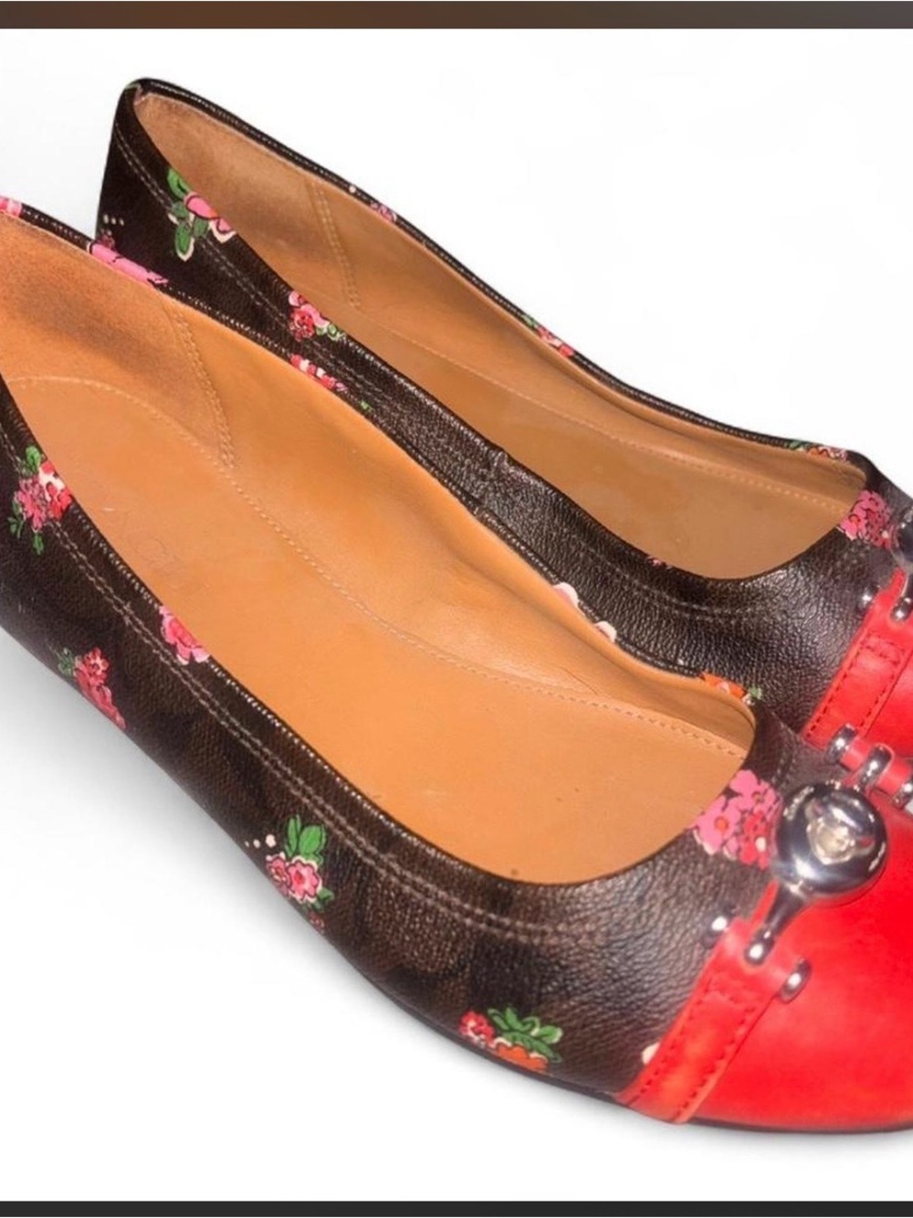 coach Leila signature posey flower turn lock ballet flats